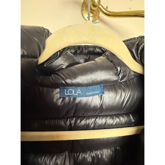 LOLA Made in Italy Black Coat with Hood Women’s Sz. M - Picture 4 of 7